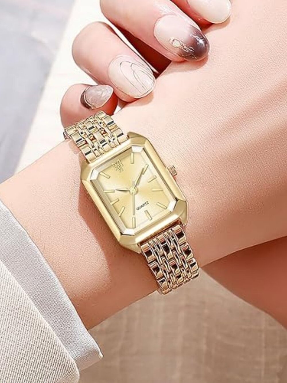 Women’s Square Quartz Watch Steel Strap Casual Fashion Wristwatch